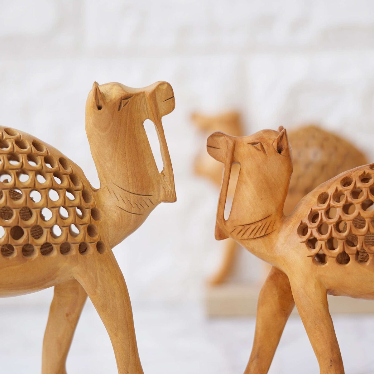 Handcrafted Wooden Camel Figurine Set | ZELQUE